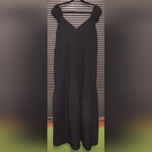 Old Navy Black Tiered Seersucker Maxi Sundress-Size Large Tall